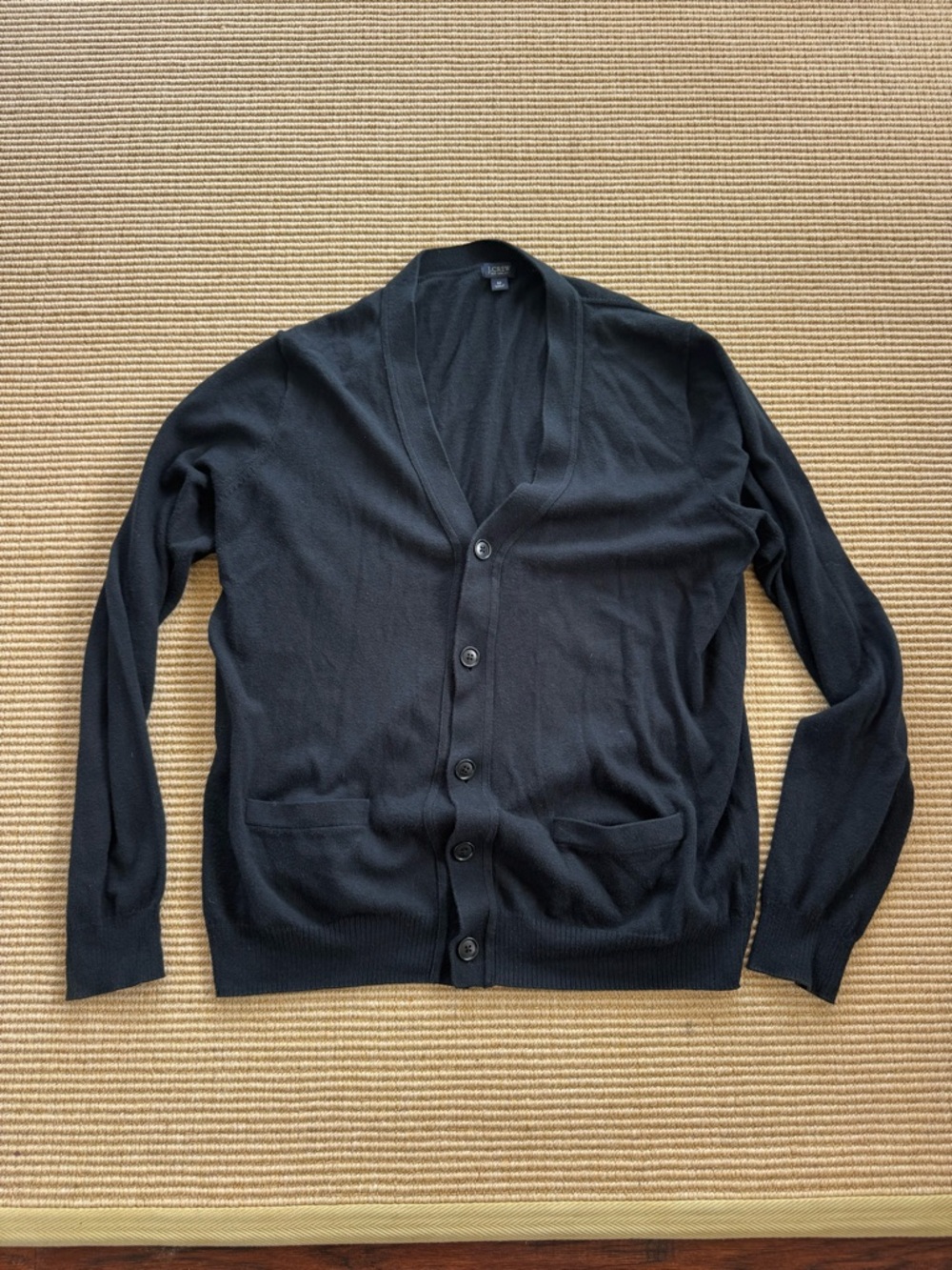 J. Crew Men's Black V-Neck Button-Front Cardigan